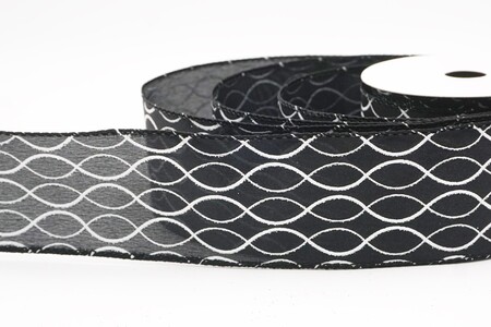 Zwart glitterend ogee-rasterdraadlint_KW0471GC-53-53
